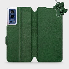 Etui ze skóry naturalnej do Vivo Y52 5G - wzór Green Leather