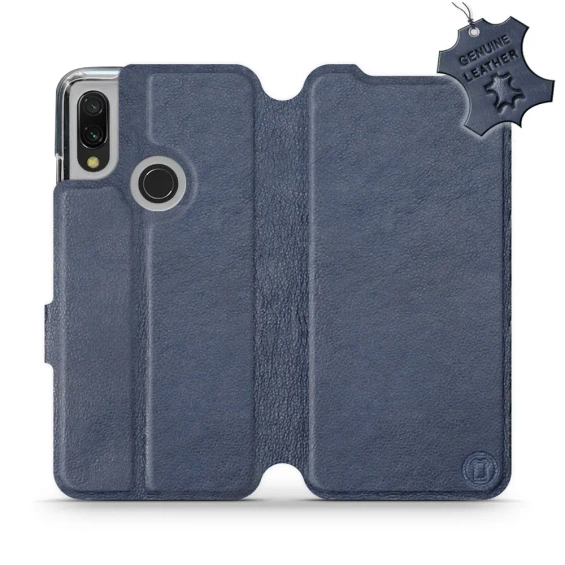 Etui ze skóry naturalnej do Xiaomi Redmi 7 - wzór Blue Leather