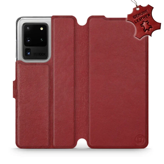 Phone Case Samsung Galaxy S20 Ultra - Design Dark Red Leather