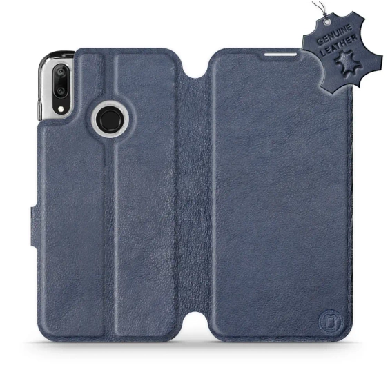 Phone Case Huawei Y7 2019 - Design Blue Leather