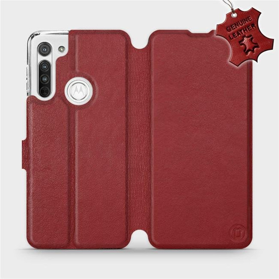 Phone Case Motorola Moto G8 - Design Dark Red Leather