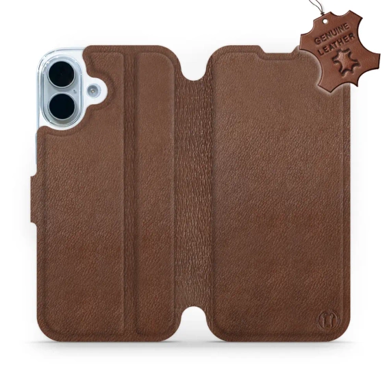 Etui ze skóry naturalnej do Apple iPhone 17 - wzór Brown Leather