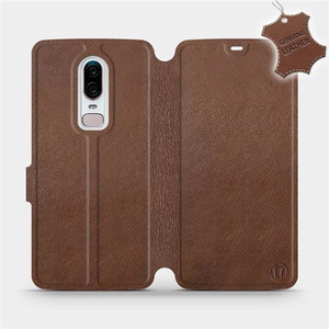 Etui ze skóry naturalnej do OnePlus 6 A6000 - wzór Brown Leather