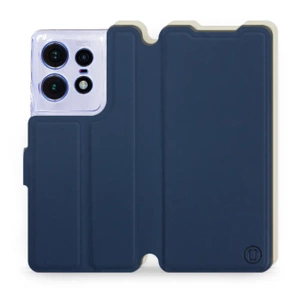 Etui Soft Touch do Motorola Edge 50 Pro - wzór Głęboki granat z platyną