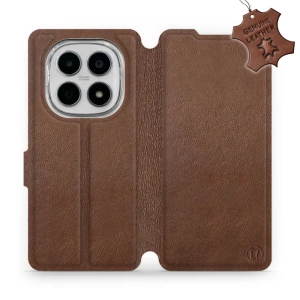 Etui ze skóry naturalnej do Xiaomi Redmi Note 15 5G - wzór Brown Leather