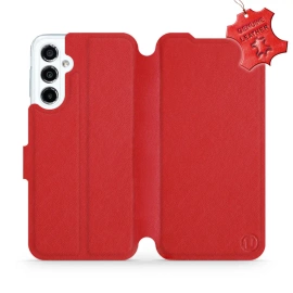 Etui ze skóry naturalnej do Samsung Galaxy M34 5G - wzór Red Leather