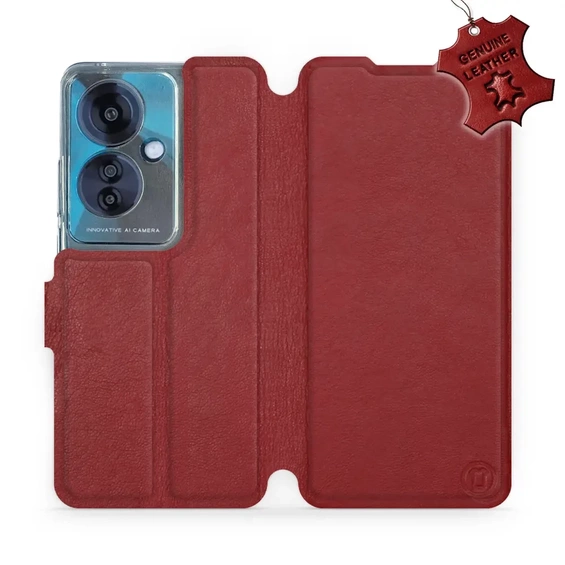 Phone Case OPPO Reno 11F - Design Dark Red Leather