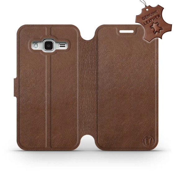 Etui ze skóry naturalnej do Samsung Galaxy J3 2016 - wzór Brown Leather