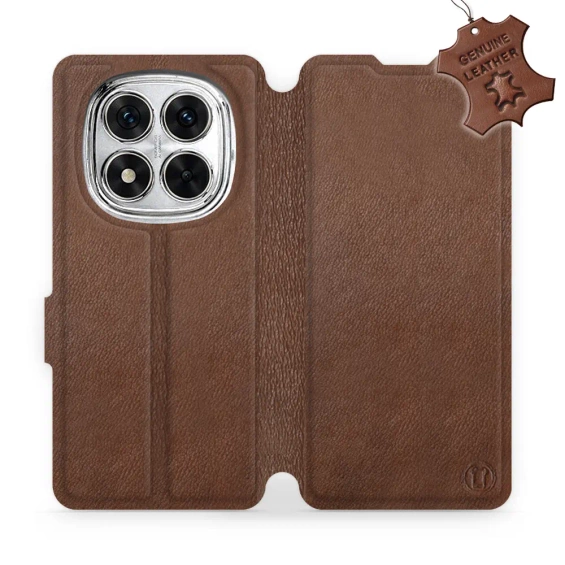 Etui ze skóry naturalnej do Xiaomi Redmi Note 14 Pro 4G - wzór Brown Leather