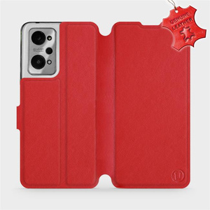 Etui ze skóry naturalnej do Realme GT 2 - wzór Red Leather