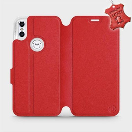 Phone Case Motorola One - Design Red Leather