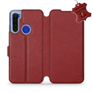 Etui ze skóry naturalnej do Xiaomi Redmi Note 8T - wzór Dark Red Leather