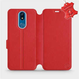 Etui ze skóry naturalnej do LG K40 - wzór Red Leather