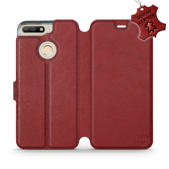 Phone Case Huawei Honor 7A - Design Dark Red Leather