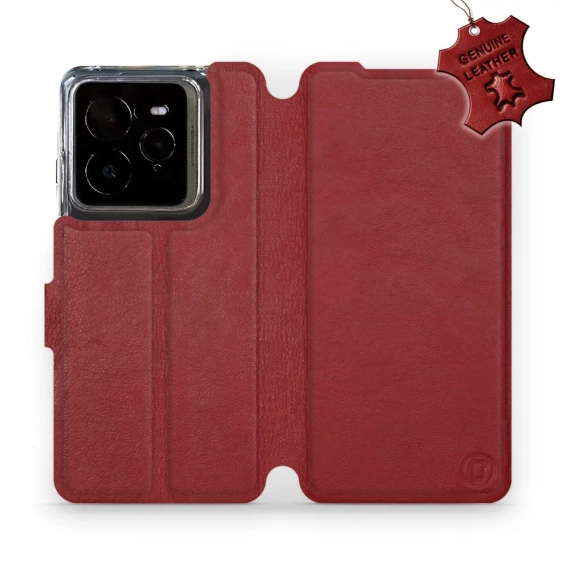 Phone Case Realme GT 7 Pro - Design Dark Red Leather