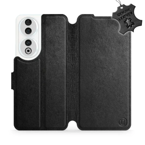 Etui ze skóry naturalnej do Huawei Honor 90 - wzór Black Leather