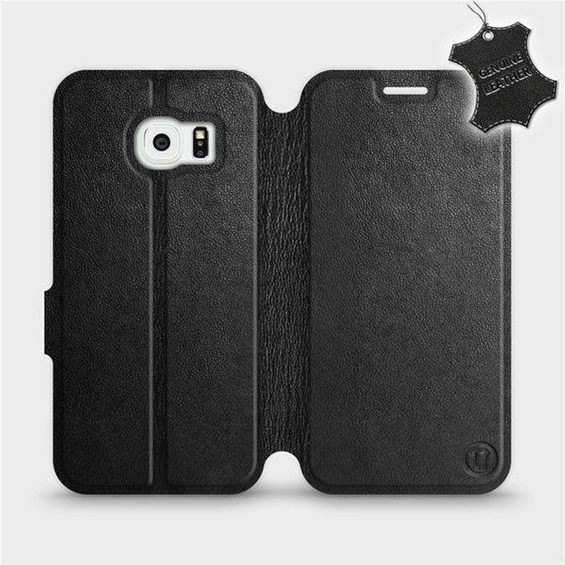 Phone Case Samsung Galaxy S6 Edge - Design Black Leather