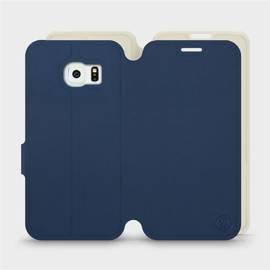 Hülle für Samsung Galaxy S6 Edge - Farbe Marineblau mit Platin