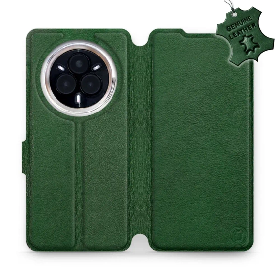Etui ze skóry naturalnej do Realme 14 Pro 5G - wzór Green Leather