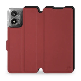 Hülle für Motorola Moto E14 - Farbe Dunkelrot mit Schwarz