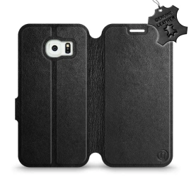 Phone Case Samsung Galaxy S6 Edge - Design Black Leather