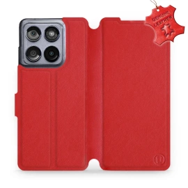 Etui ze skóry naturalnej do Motorola Edge 60 Fusion - wzór Red Leather