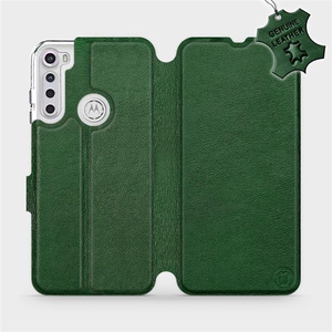 Etui ze skóry naturalnej do Motorola One Fusion Plus - wzór Green Leather