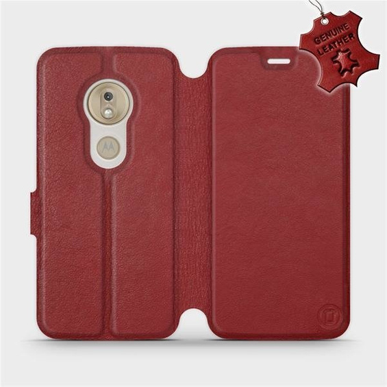 Phone Case Motorola Moto G7 Play - Design Dark Red Leather