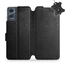 Phone Case Motorola Moto E22i - Design Black Leather