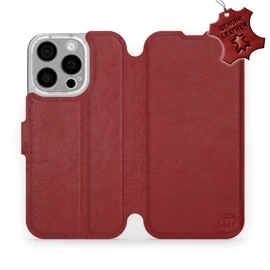 Phone Case Apple iPhone 16 Pro - Design Dark Red Leather