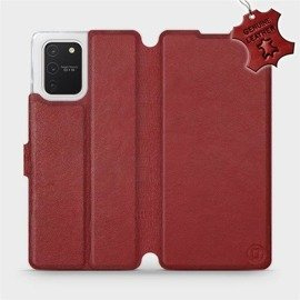 Etui ze skóry naturalnej do Samsung Galaxy S10 Lite - wzór Dark Red Leather
