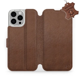 Etui ze skóry naturalnej do Apple iPhone 16 Pro Max - wzór Brown Leather