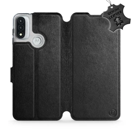 Phone Case Motorola Moto E20 - Design Black Leather