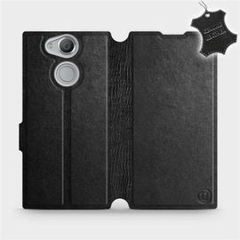 Etui ze skóry naturalnej do Sony Xperia XA2 - wzór Black Leather