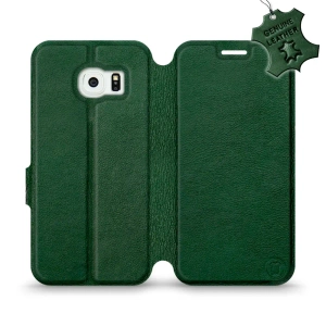 Etui ze skóry naturalnej do Samsung Galaxy S6 Edge - wzór Green Leather