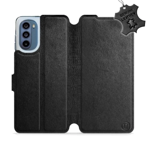 Phone Case Motorola Moto G62 5G - Design Black Leather