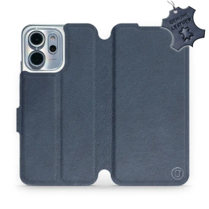 Etui ze skóry naturalnej do OPPO Reno 14 FS 5G - wzór Blue Leather