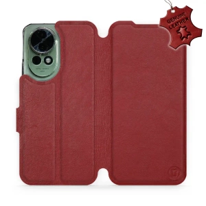 Etui ze skóry naturalnej do Huawei Nova 13 - wzór Dark Red Leather