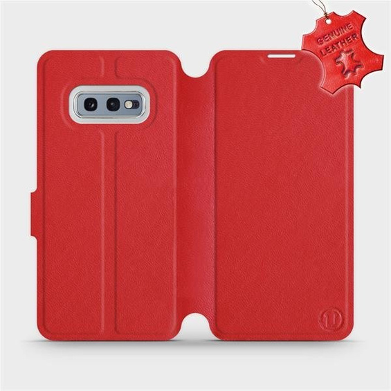 Etui ze skóry naturalnej do Samsung Galaxy S10e - wzór Red Leather