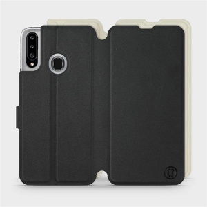 Etui Soft Touch do Samsung Galaxy A20S - wzór Satynowa czerń z platyną