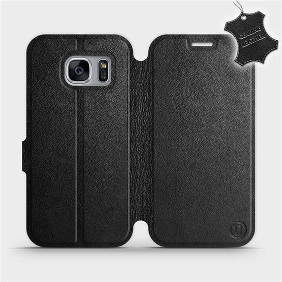 Phone Case Samsung Galaxy S7 Edge - Design Black Leather