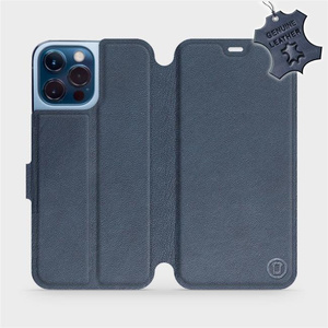 Etui ze skóry naturalnej do Apple iPhone 13 Pro Max - wzór Blue Leather