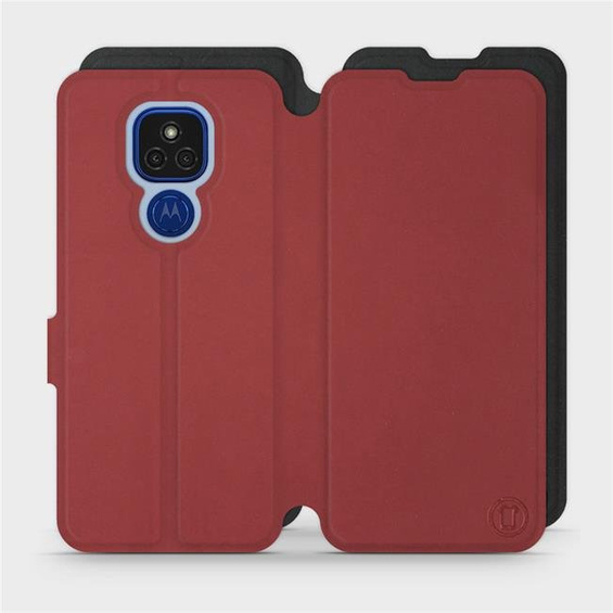 Phone Case Motorola Moto E7 Plus - Design Dark Red with Black