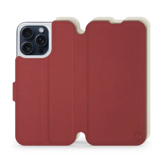 Phone Case Apple iPhone 15 Pro Max - Design Dark Red with Platinum