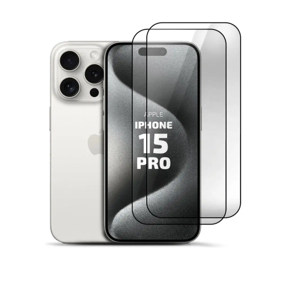 2-Pack Tempered Glass Clear for Apple iPhone 15 Pro