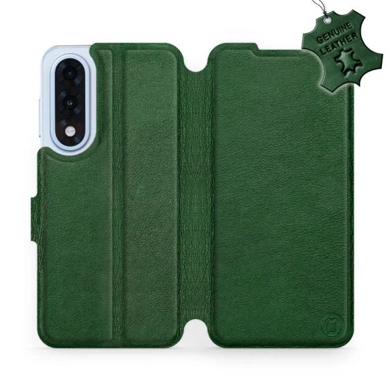 Etui ze skóry naturalnej do OnePlus Nord 5 - wzór Green Leather