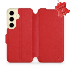 Etui ze skóry naturalnej do Samsung Galaxy S24 - wzór Red Leather
