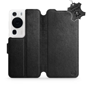 Etui ze skóry naturalnej do Huawei P60 Pro - wzór Black Leather