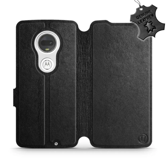 Phone Case Motorola Moto G7 - Design Black Leather