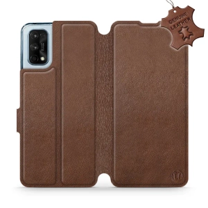 Etui ze skóry naturalnej do Realme 7 Pro - wzór Brown Leather